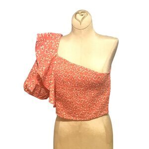 Billabong X The Salty Blonde Shine On Top Coral Smocked One Sleeve size Large